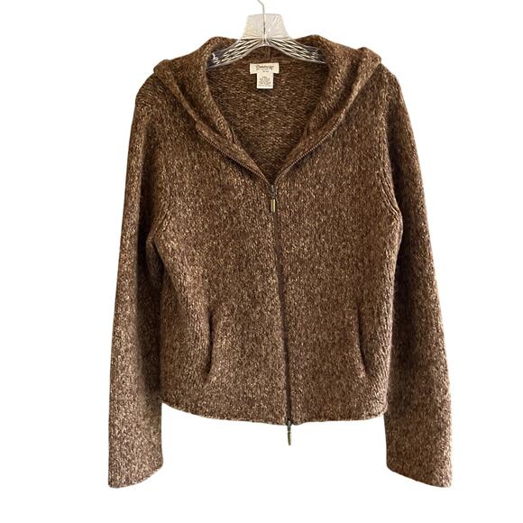 Cambridge Dry Goods Alpaca Blend Hoody PXL Zip Cropped Knit Sweater Wool Petite - Picture 1 of 12